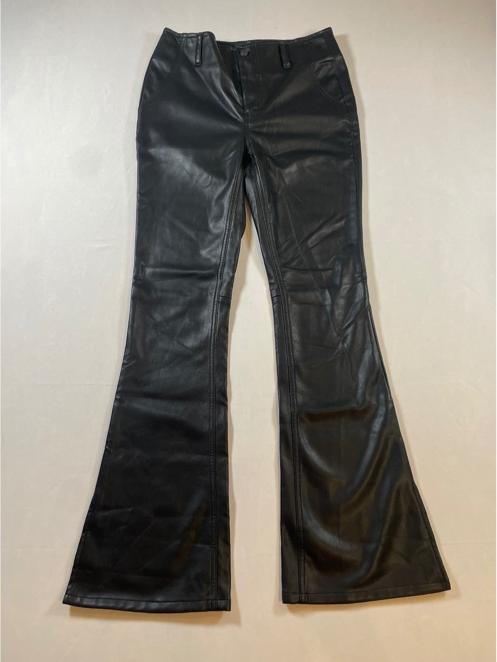 We The Free Free People Black Faux Leather Flare Pants Size 28 NWT